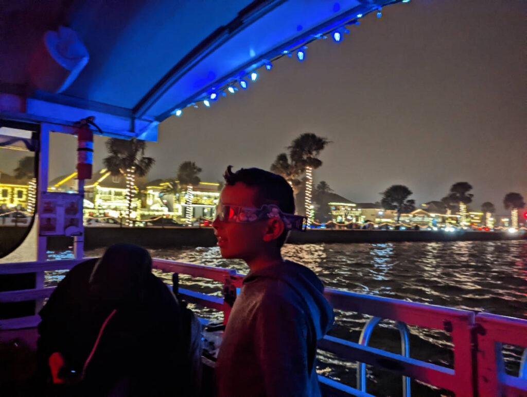 Taylor Family on Red Boat Cruise Christmas Lights during Nights of Lights St Augustine Florida 1