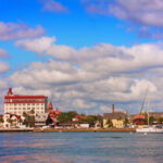 Downtown St Augustine and Flagler College from water 1