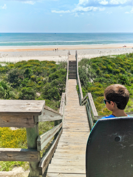 Taylor Family at Dune Walkover Boardwalk at Spyglass Beach at Crescent Beach Saint Augustine Florida 2020 1