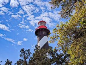 St Augustine Lighthouse through Live Oaks Anastasia Island St Augustine Florida 2