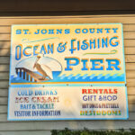 Entrance sign at St Johns County Ocean and Fishing Pier St Augustine Beach Florida 1b