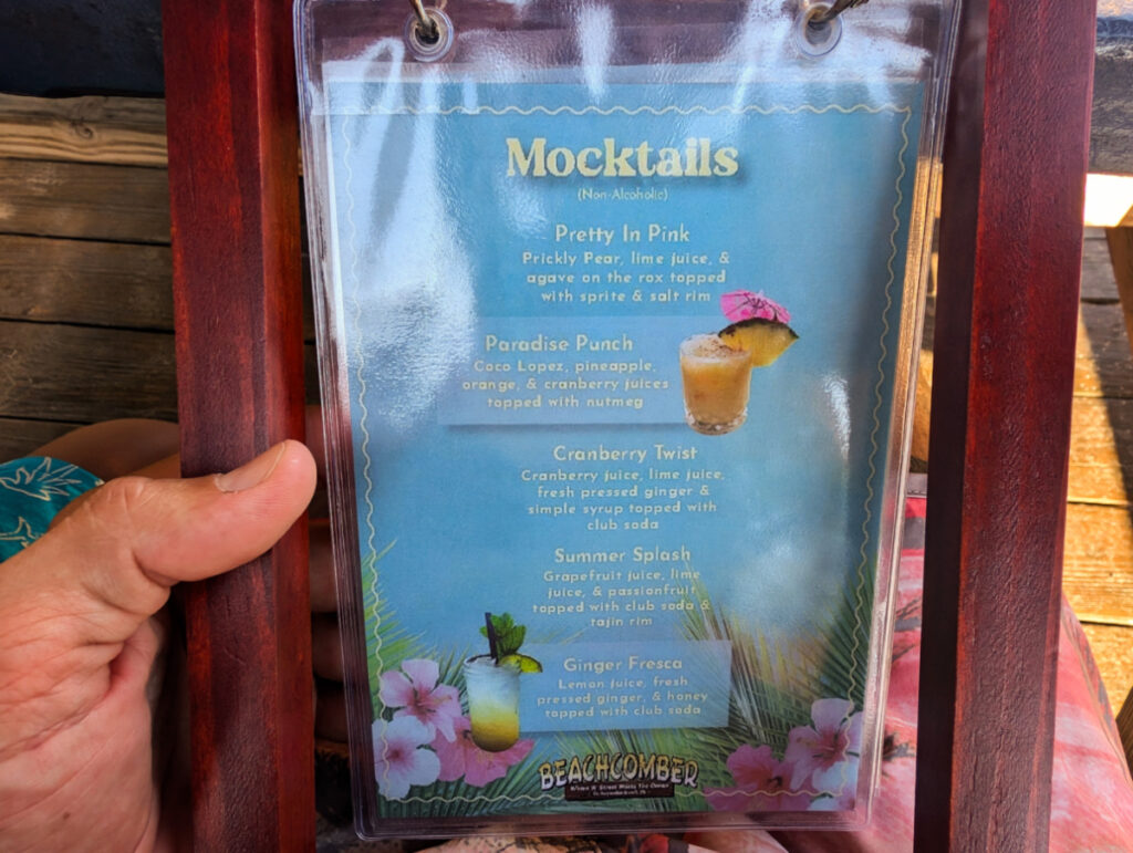 Mocktail Menu at Beachcomber Restaurant St Augustine Beach 2