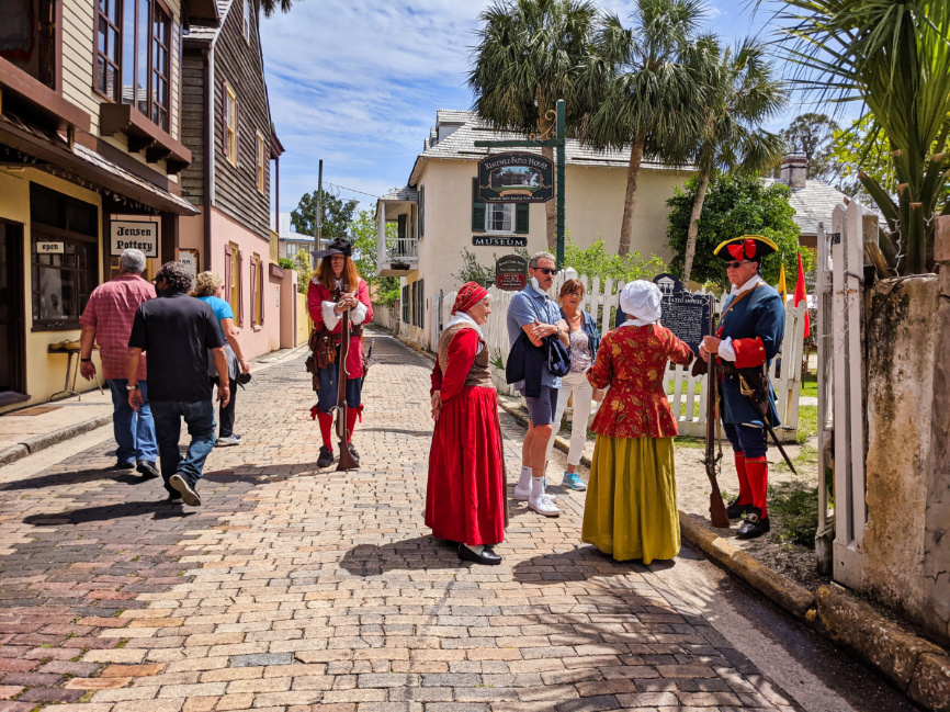 People in Costume on Aviles Street Downtown Saint Augustine Florida 1