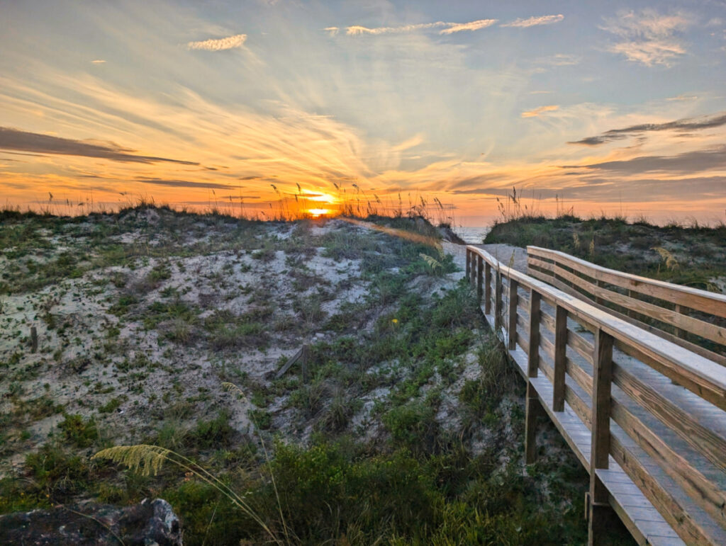 Sunrise over dunes at St Augustine Beach Florida 2