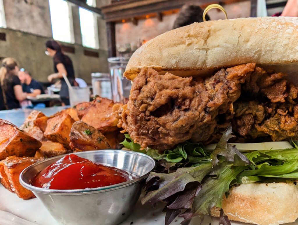 Fried Chicken Sandwich at Ice Plant Bar Restaurant St Augustine Florida 1