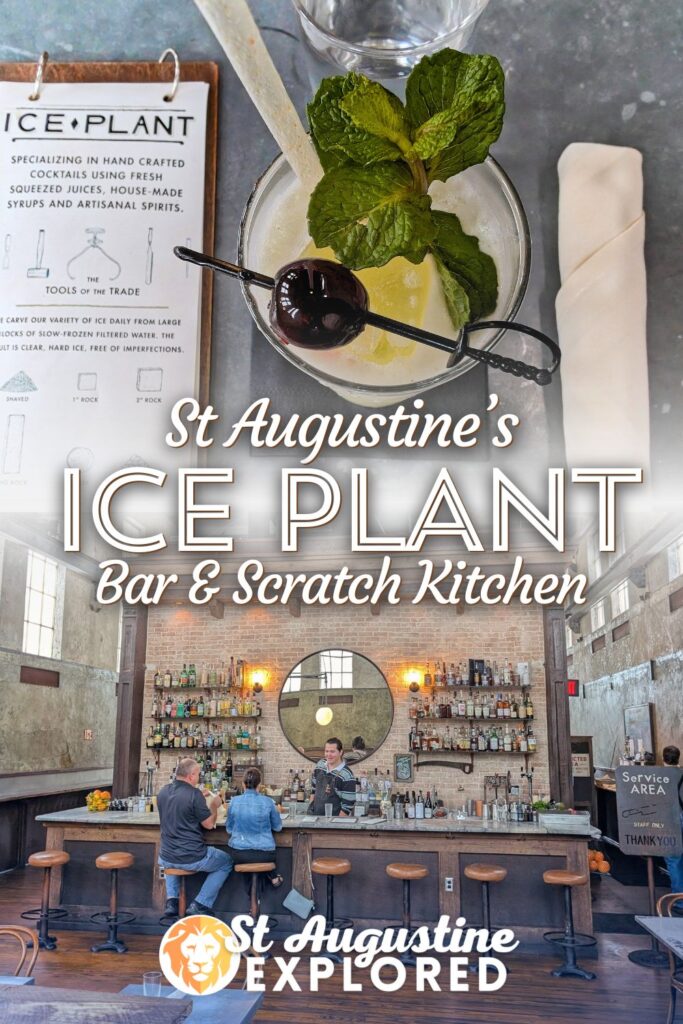 The Ice Plant Bar and Scratch Kitchen just off downtown St Augustine is a favorite place to eat and drink for us. From craft cocktails to homemade fried chicken and pimento cheese, this is a St Augustine must-eat restaurant.