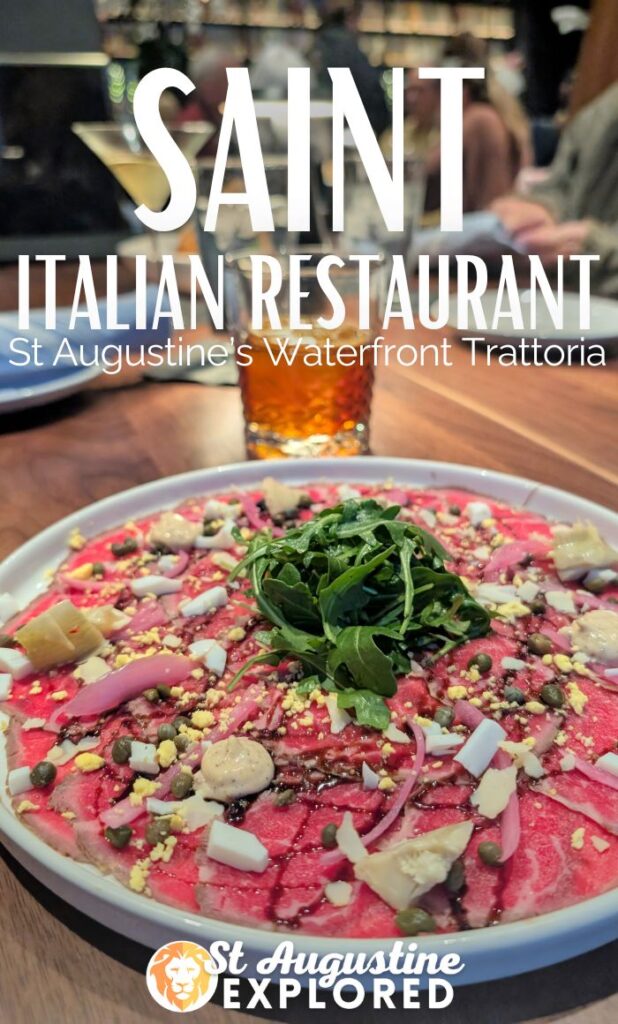 Saint, St Augustine's newest fine dining, is a delicious Italian restaurant on the waterfront downtown. See what menus are like and which dishes really captured the art of real Italian flavors in their scratch kitchen.